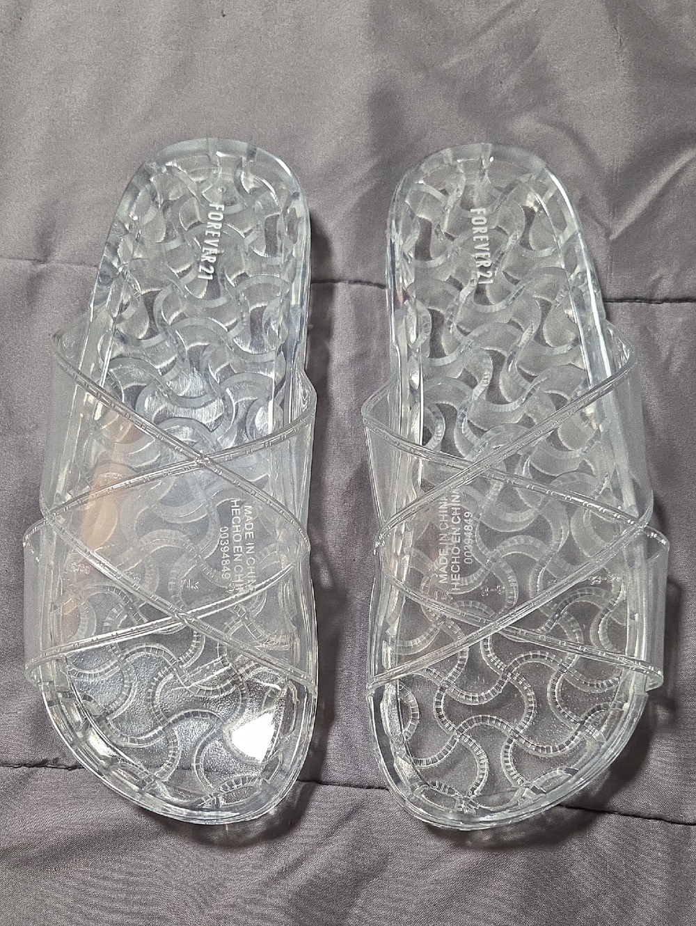 Forever 21 Clear Crisscross Slide Sandals